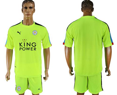Leicester City Blank Shiny Green Goalkeeper Soccer Club Jersey - Click Image to Close
